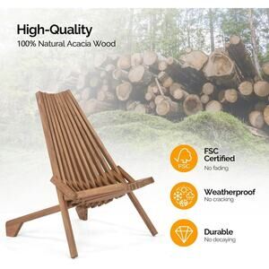 Foldable Acacia Wood Slatted Adirondack Chair – Indoor/Outdoor